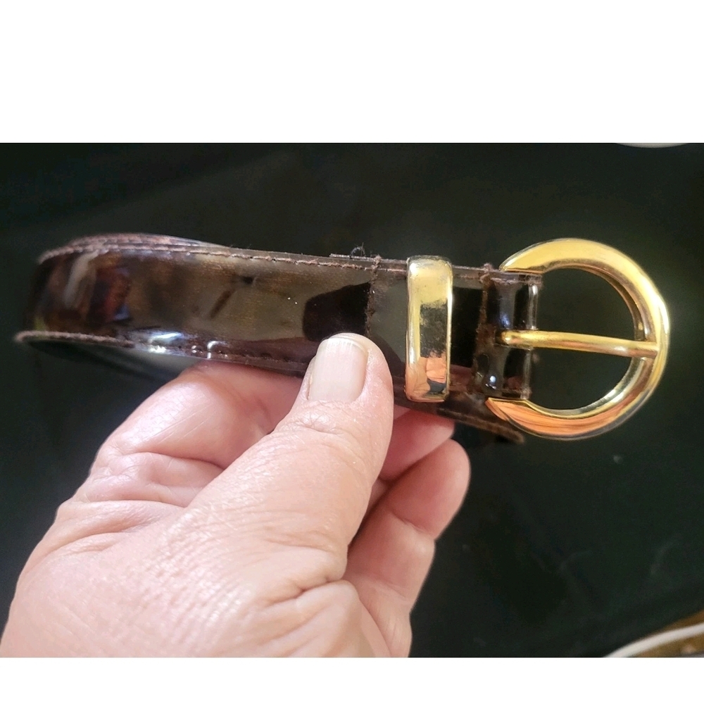 Luxurious Dark Brown Belt with Gold Buckle